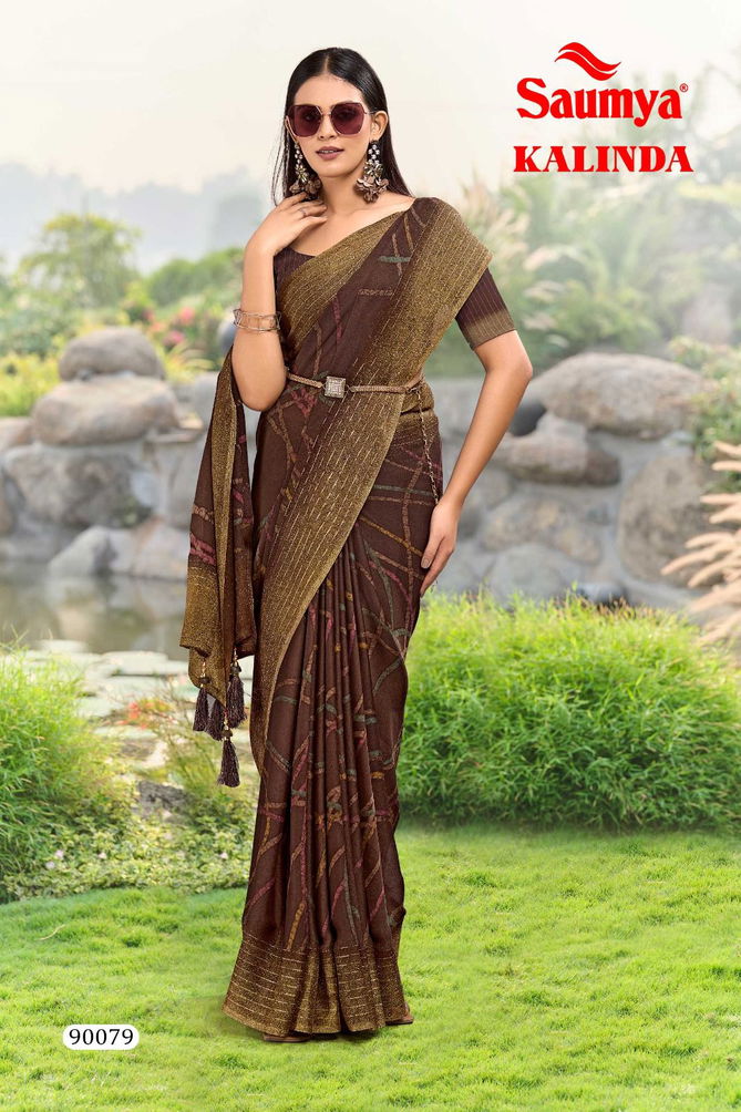 Kalinda By Saumya Dull Moss Printed Designer Sarees Wholesale Shop In Surat